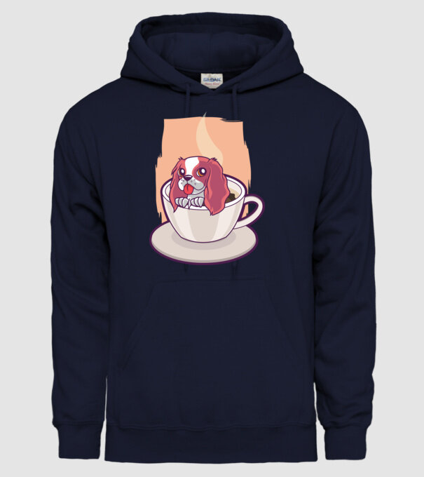 Cafea câine model albastru închis pe tricou