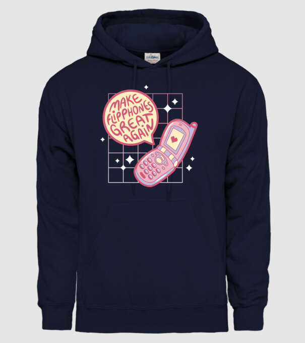 Make Flipphones Great Again Retro model albastru închis pe tricou