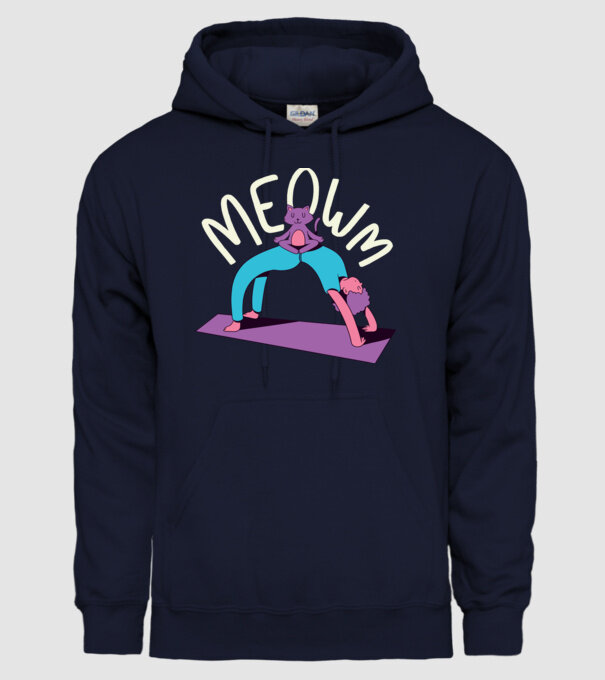 Meowm - Pisică Yoga model albastru închis pe tricou