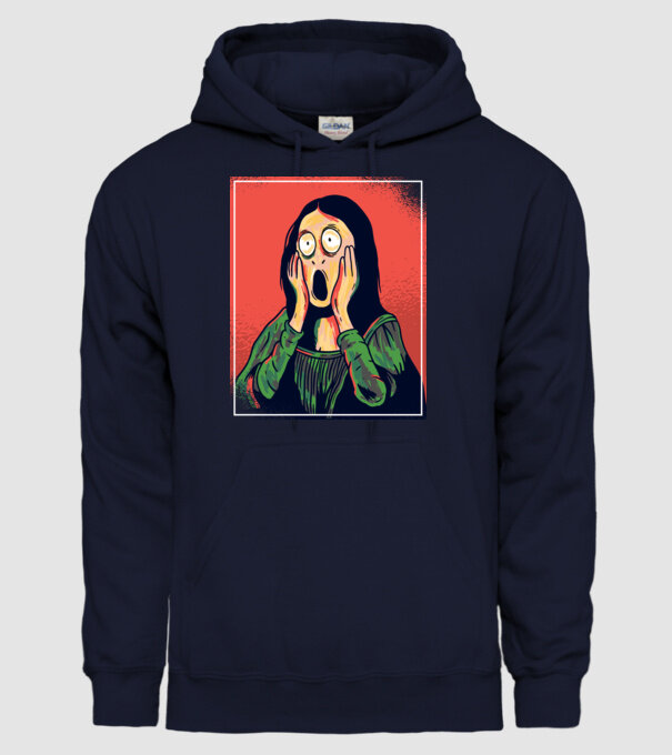 Mona Lisa țipăt model albastru închis pe tricou