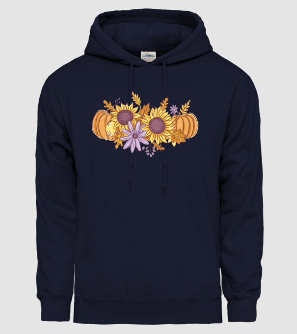 Scena de toamnă Halloween model albastru închis pe tricou