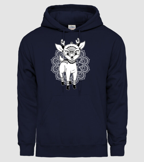 Mandala Căprioară model albastru închis pe tricou