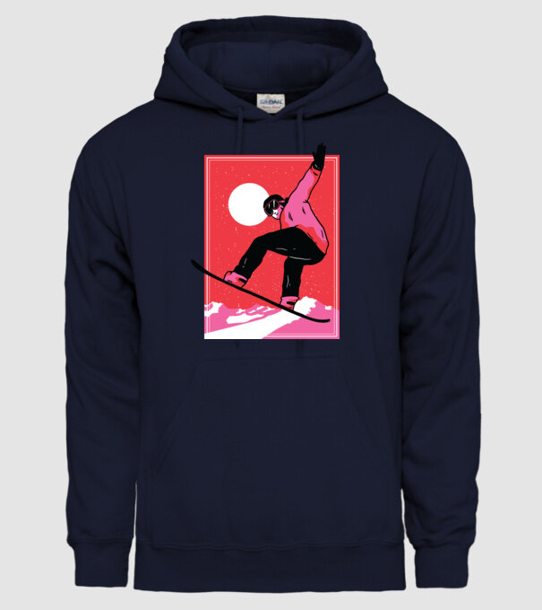 Snowboard poster model albastru închis pe tricou