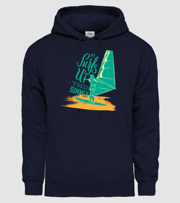 Surfs up this summer model albastru închis pe tricou