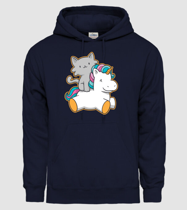 Unicorn Cu pisică model albastru închis pe tricou