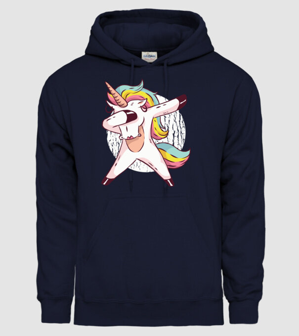 Unicorn DAB model albastru închis pe tricou