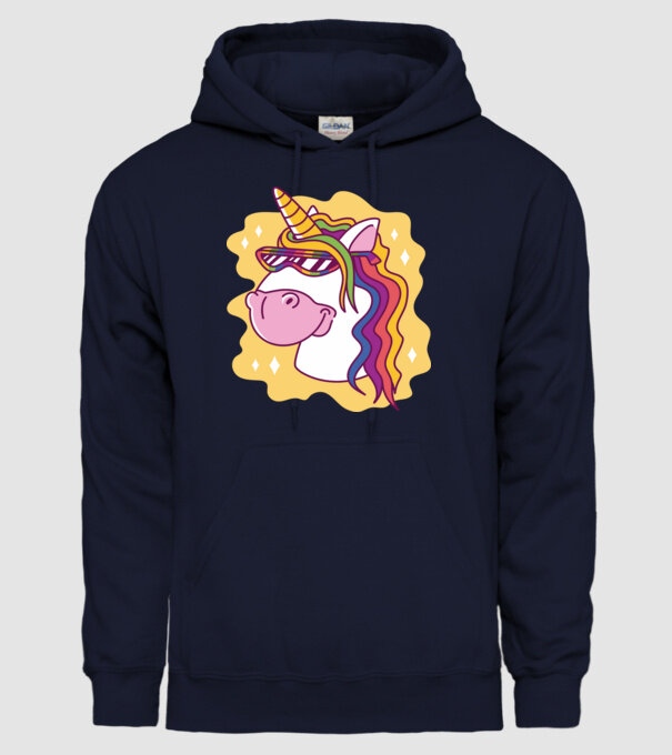 Cap de unicorn model albastru închis pe tricou