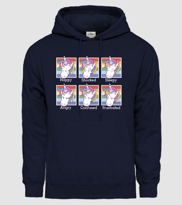Capete de unicorn model albastru închis pe tricou