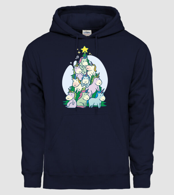 Unicorn pom de Crăciun model albastru închis pe tricou