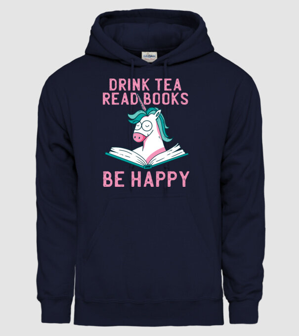 Unicorn Lectură Carte model albastru închis pe tricou