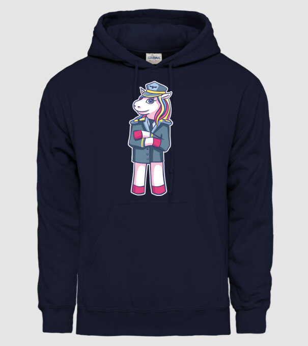 Unicorn Pilot model albastru închis pe tricou