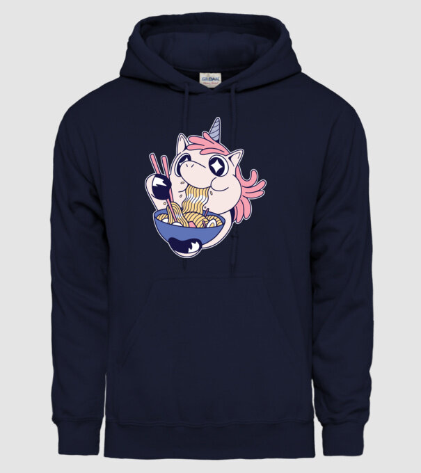 Unicorn Ramen model albastru închis pe tricou