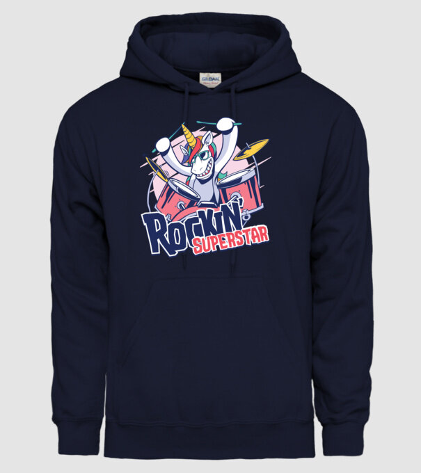 Unicorn Star rock model albastru închis pe tricou