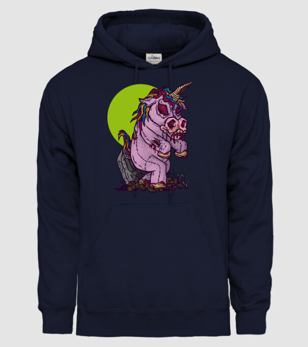 Zombie unicorn model albastru închis pe tricou