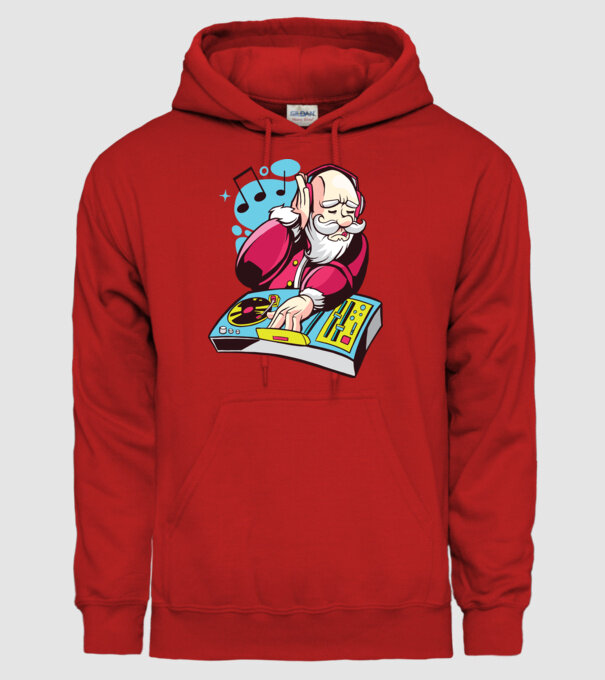 Moș Crăciun DJ model roșu pe tricou