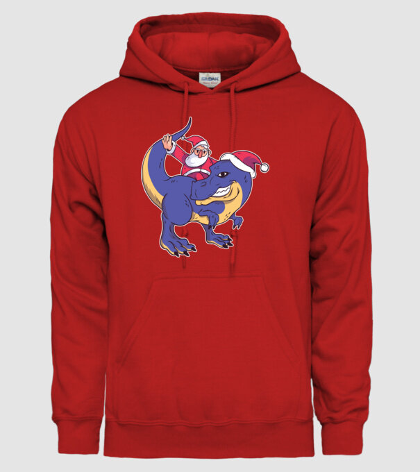 Santasaurus Moș Crăciun pe dinozaur model roșu pe tricou