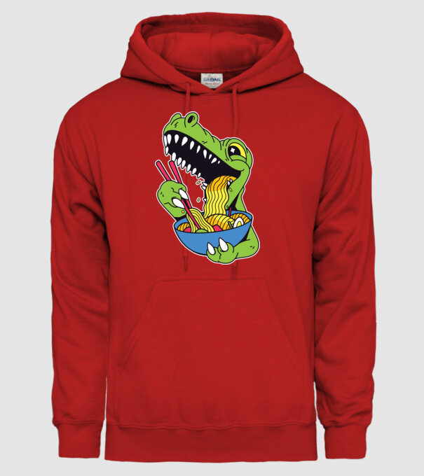 T-rex Ramen model roșu pe tricou