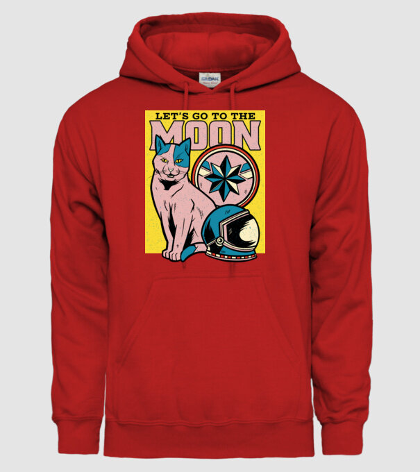 To the moon Pisică model roșu pe tricou