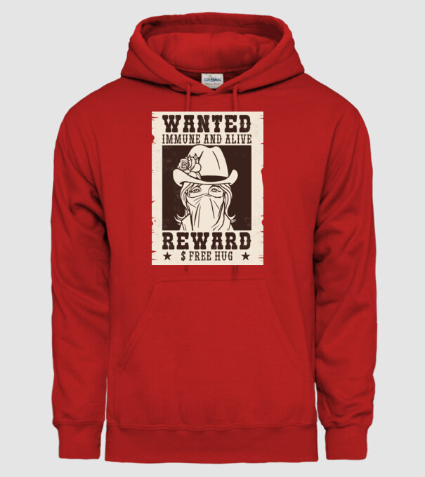 Afiș Wanted - Îmbrățișări gratuite model roșu pe tricou