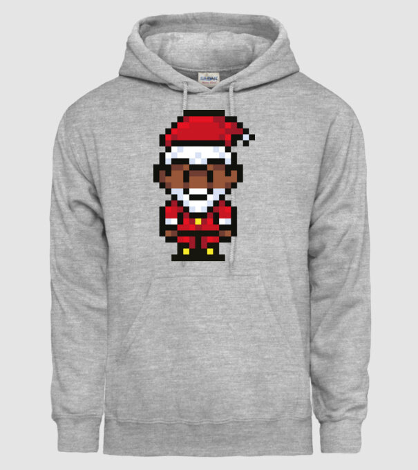 8bit pixel Moș Crăciun model gri pe tricou