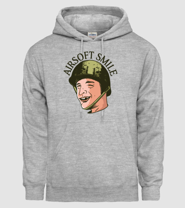 Zâmbet Airsoft model gri pe tricou