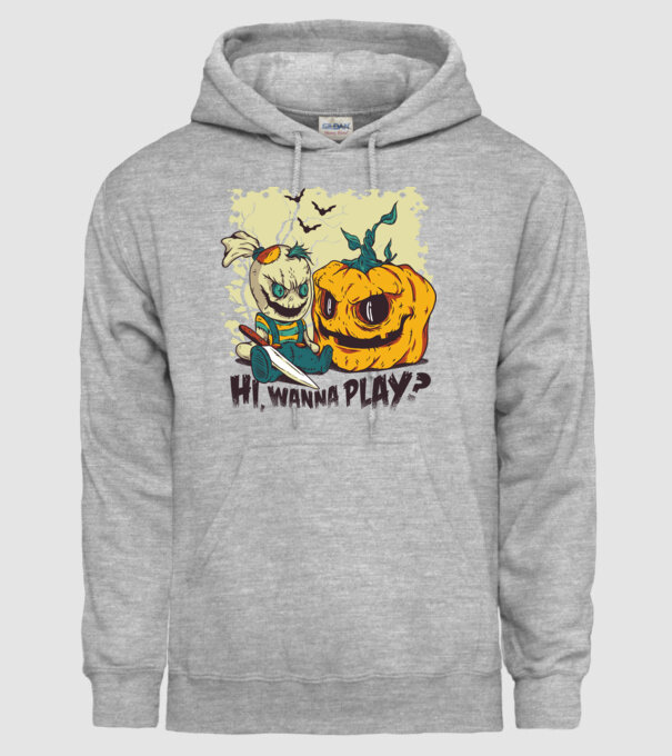 Vrei să te joci? Halloween model gri pe tricou