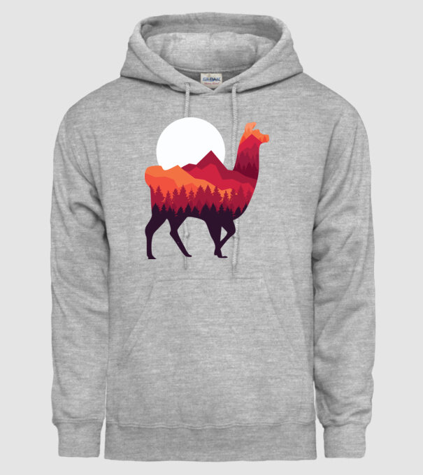 Pădure Alpaca model gri pe tricou