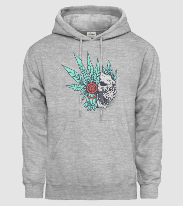 Ancient Skull model gri pe tricou