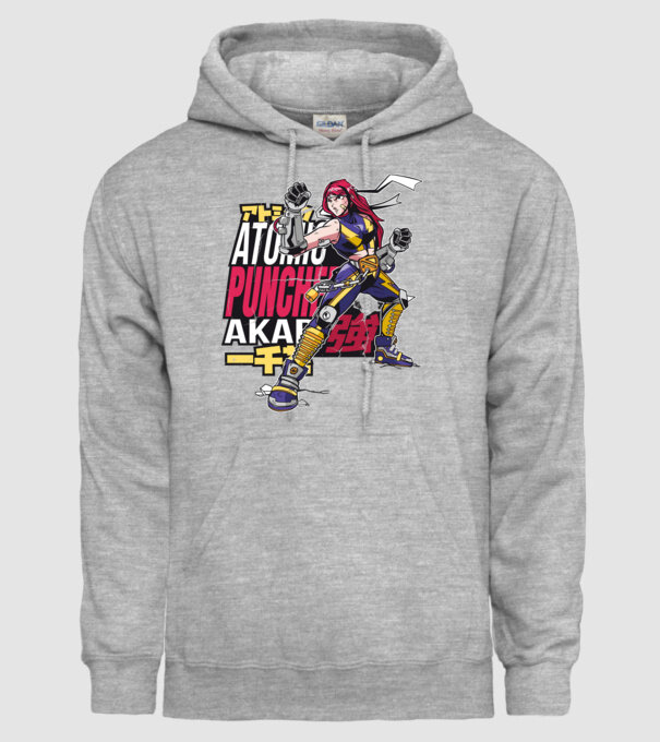 Anime fată Războinic model gri pe tricou
