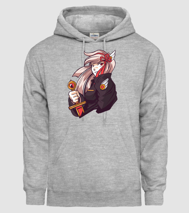 fată Anime cu sabie model gri pe tricou