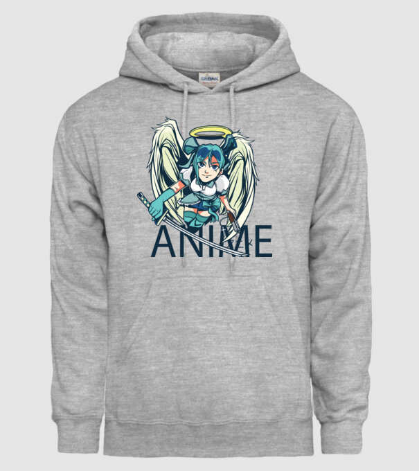 Anime fată cu sabie model gri pe tricou