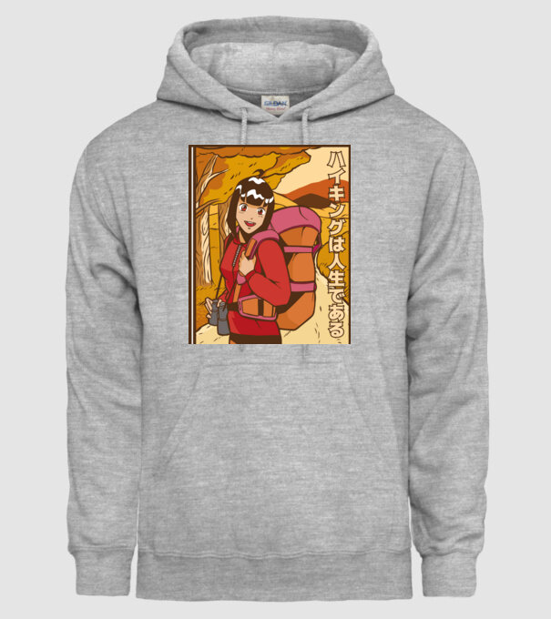 Anime fată Excursionistă model gri pe tricou