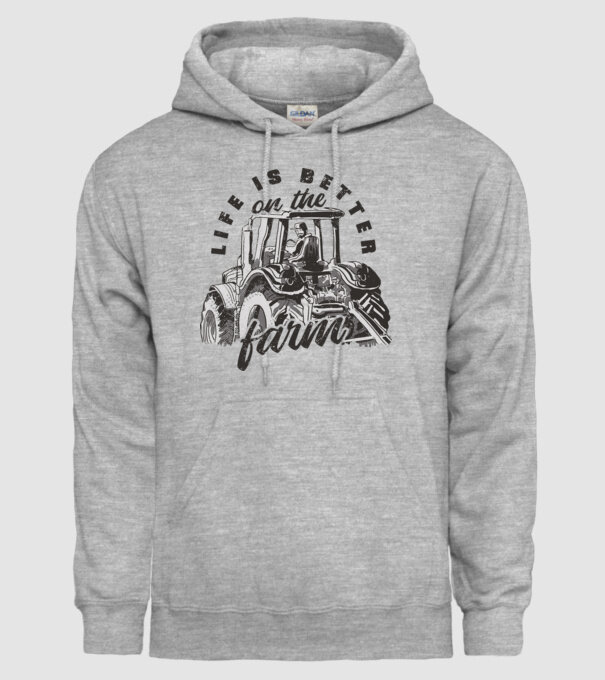 Viața este mai bună la fermă cu tractor model gri pe tricou