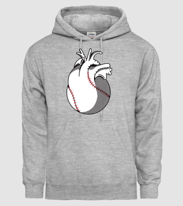 Inimă Baseball model gri pe tricou