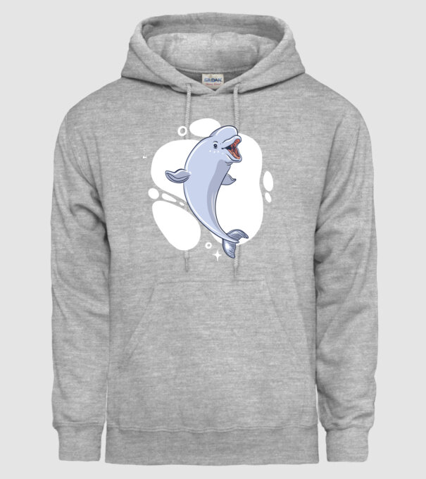 Balenă Beluga model gri pe tricou