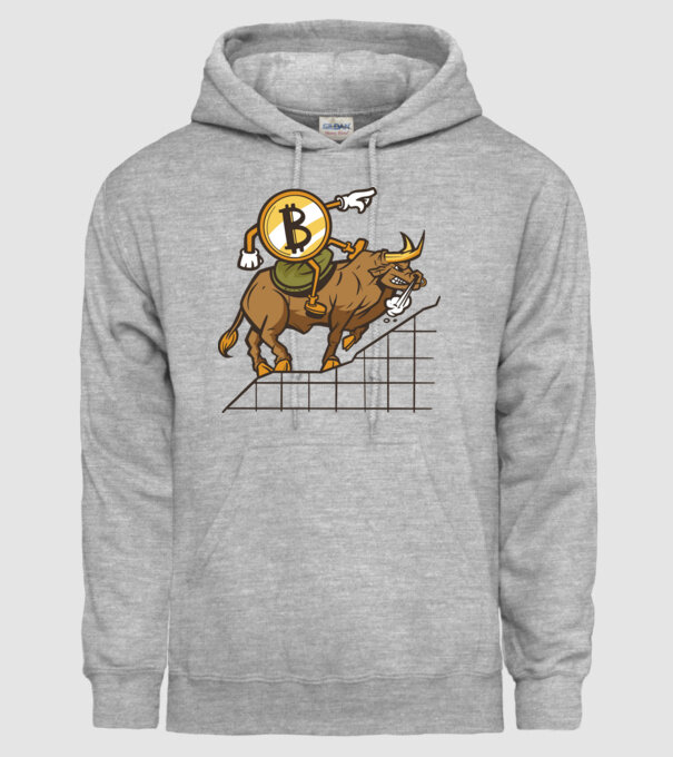 Taur Bitcoin model gri pe tricou