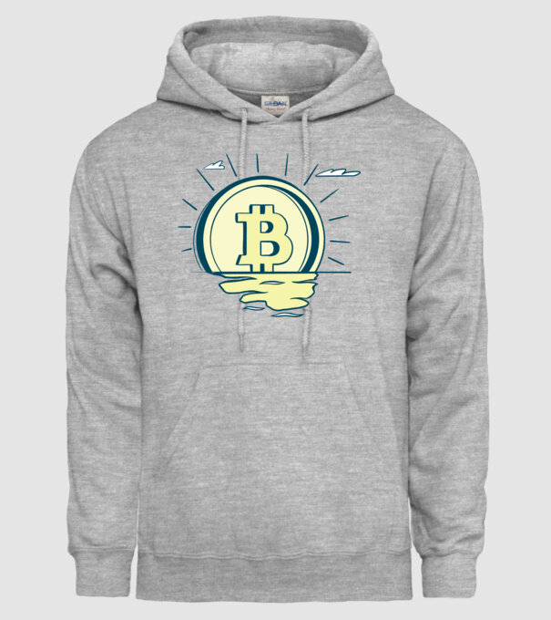Bitcoin sunrise model gri pe tricou