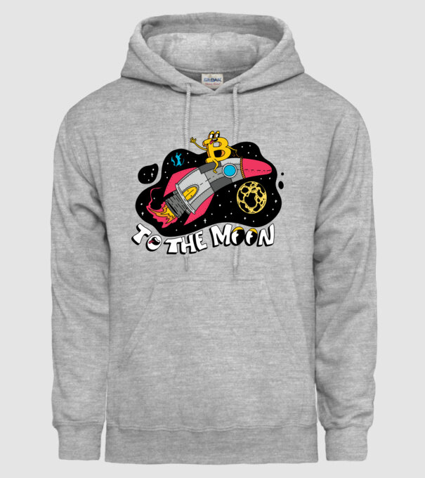 Bitcoin to the moon model gri pe tricou