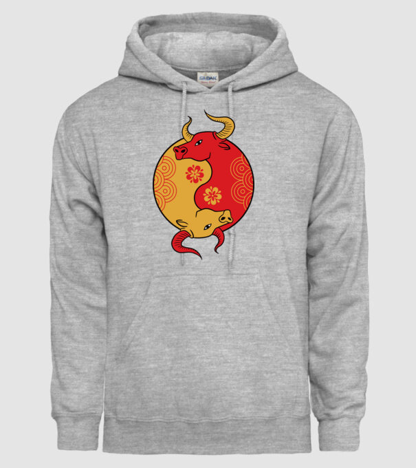 Bivol Yin Yang model gri pe tricou