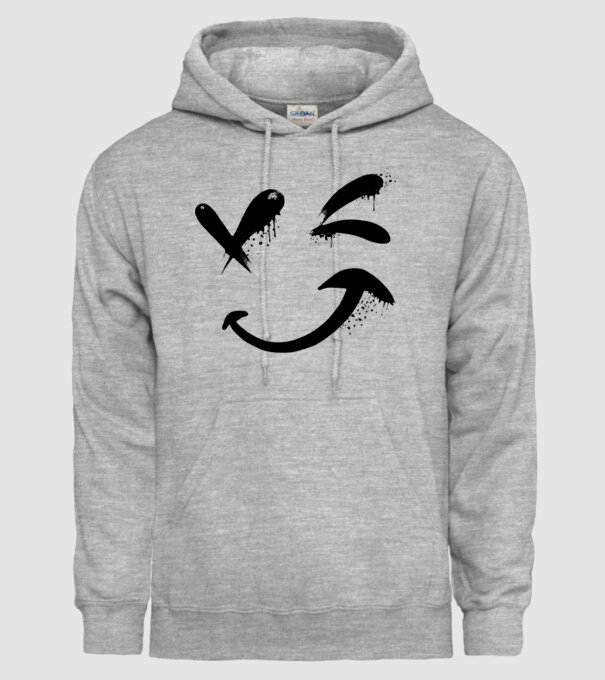 Emoji fericit Râs model gri pe tricou