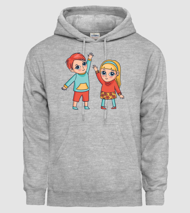Copii fericiți model gri pe tricou