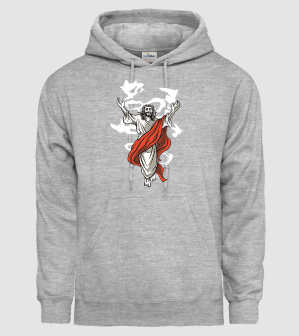 Isus fericit tricou creștin model gri pe tricou