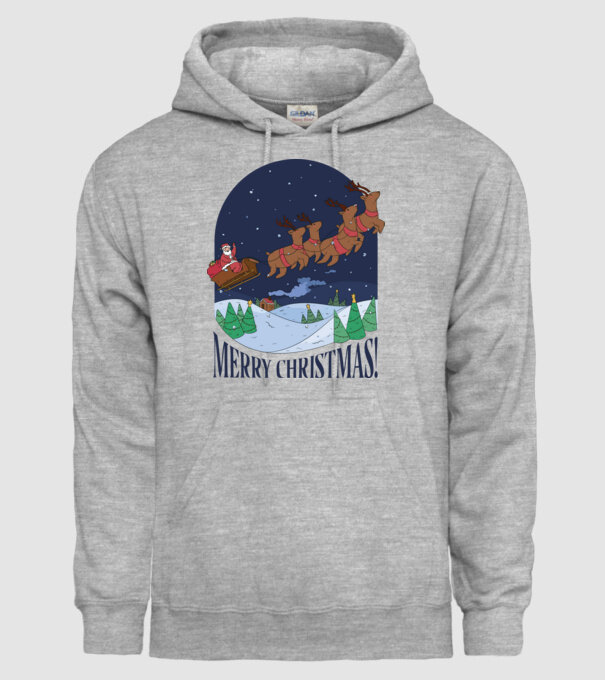 Crăciun Fericit Moș Crăciun cu reni model gri pe tricou
