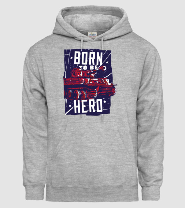 Born To be A Hero cu tanc model gri pe tricou