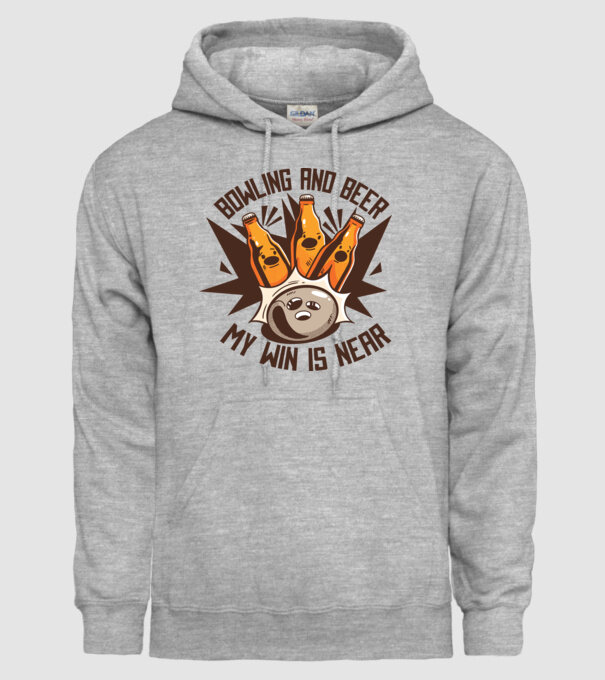 Bowling și bere model gri pe tricou