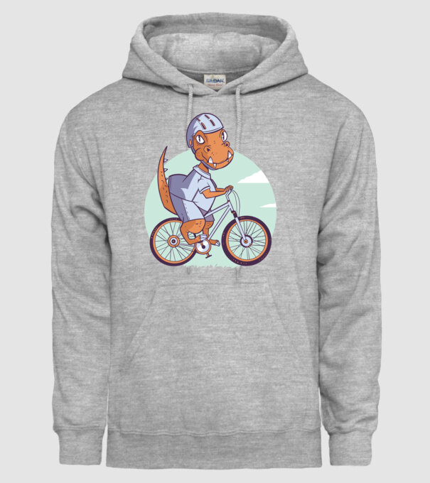 Dinozaur de T-Rex cu bicicletă model gri pe tricou