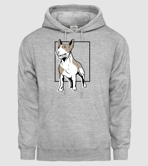 Tricou cu Câine Bull Terrier model gri pe tricou