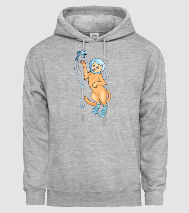 Pisică Scafandru model gri pe tricou