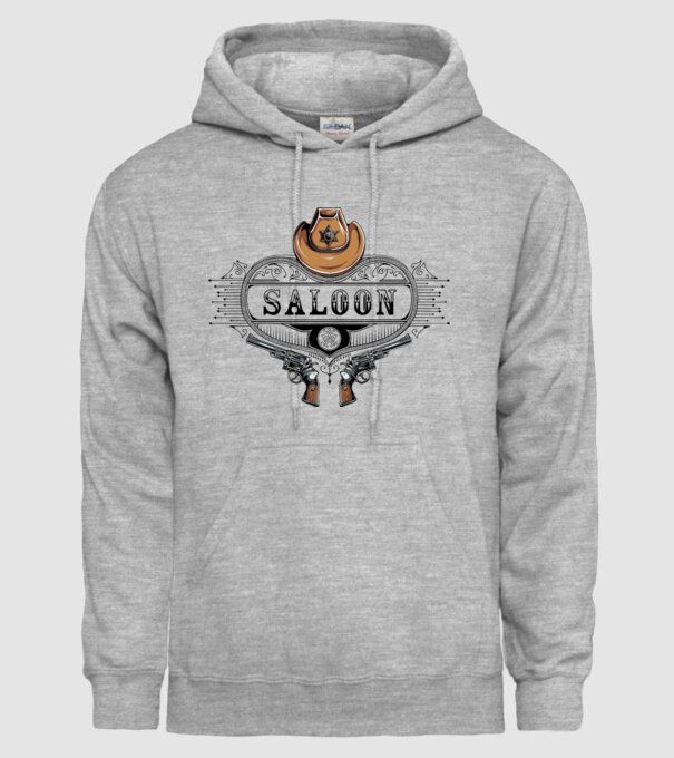 Cowboy saloon western model gri pe tricou
