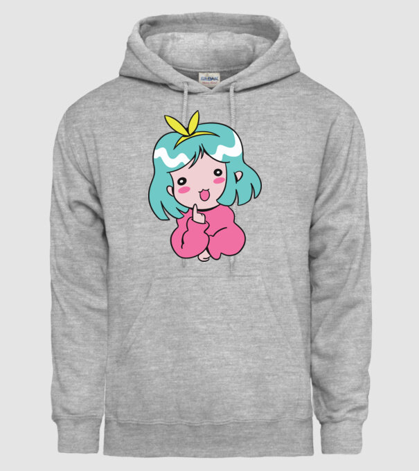 Fetiță drăguță Anime model gri pe tricou